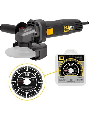 Cat DX3090 720WATT 125MM Profesyonel Avuç Taşlama + DA09052 Genel Amaçlı Elmas Kesme Diski