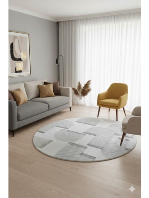 Swan Home Kaymaz Tabanlı Yuvarlak Koridor Mutfak Halısı SHJ931064 Bej