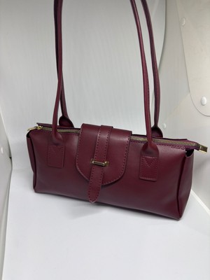 Livayss Çanta Lune Bordo Uzun Saplı Baget El ve Omuz Kadın Çantası