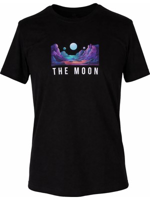 Trender 26Y595000008 Siyah Erkek T-Shirt The Moon O Yaka Baskılı