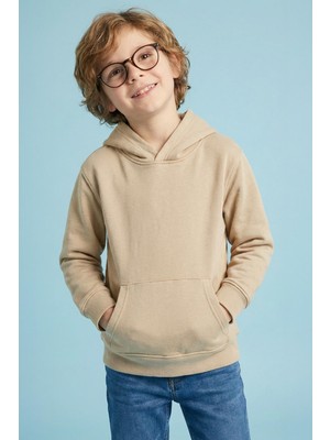 Perendi Unisex Kapüşonlu Kanguru Cepli Şardonlu Kışlık Sweatshirt