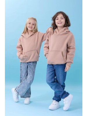 Perendi Unisex Kapüşonlu Kanguru Cepli Şardonlu Kışlık Sweatshirt