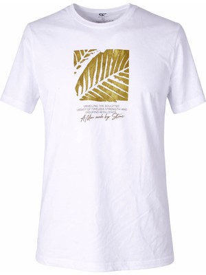 Trender 26Y595000010  Erkek T-Shirt Yaprak O Yaka Baskılı