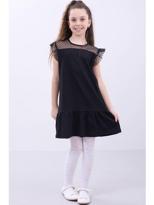 Perendi Kız Çocuk Fırfırlı Dantel Detaylı Pamuklu Elbise