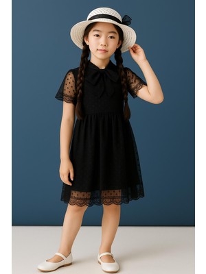 Perendi Şapka ve Hostes Yaka Detaylı Kız Çocuk Elbise