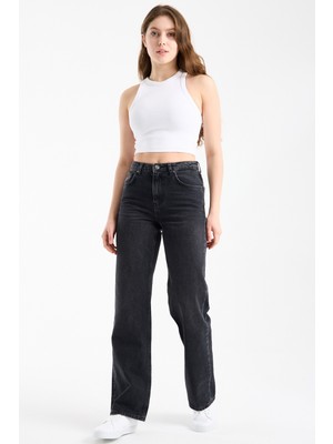 JUST UNIQUE DENIM J.U.D Lopez 289 Normal Bel Antrasit Comfort Straight Jeans Kadın