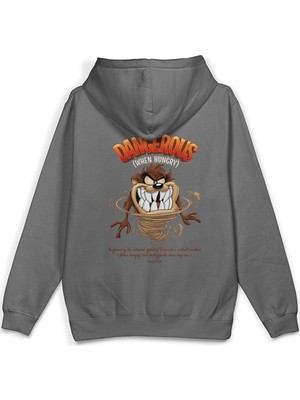 Overoz Tazmany Canavarı Sırt Baskılı Kapüşonlu Yarı Oversize Unisex Sweatshirt Hoodie 1392