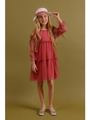 Perendi Kız Çocuk Şapkalı Tül Elbise – Özel Gün Kombini