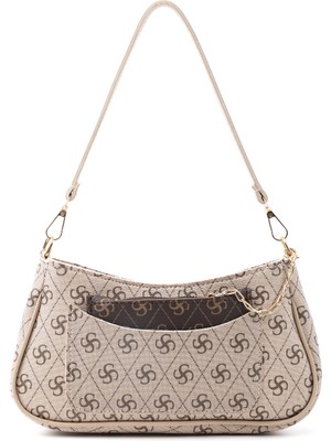 SHAKA Monogram Baskılı Vizon SHK307 Suni Deri, 2 Bölmeli, Cep ve Kartlık Detaylı, El ve Omuz Çantası