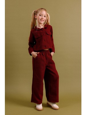 Perendi Kız Çocuk Düğmeli Ceket Pantolon 2’li Takım – Özel Gün Kombini