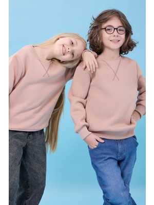 Perendi Basic Kışlık Sweatshirt Toprak Renkli Uzun Kol Şardonlu Tasarım