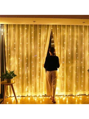 MiraLive Perde LED 10 Sarkıtlı USB Li  3 Metre Kumandalı 8 Modlu (3 mt x 3 mt ) Peri LED