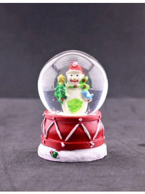 MiraLive Kardan Adam Temalı Mini Boy Işıklı Yılbaşı Kar Küresi 6.5 cm C