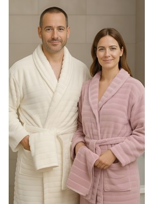 Favora Cottowels Battal Boy 6 Parça %100 Pamuk Aile Bornoz Seti - Pudra