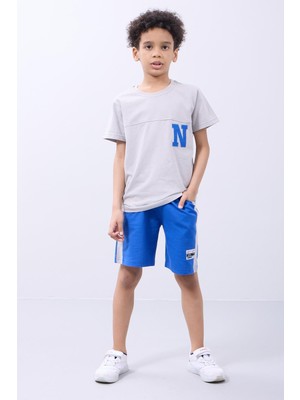 Perendi Erkek Çocuk Nakış Detaylı Kısa Kollu Şortlu Takım