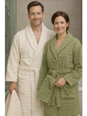 Favora Cottowels Battal Boy 6 Parça %100 Pamuk Aile Bornoz Seti - Yeşil