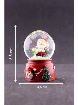 MiraLive Yeni Yıl Noel Baba Temalı Mini Boy Işıklı Kar Küresi 6,5 cm A