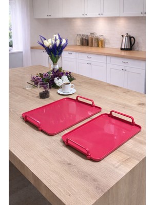 Zucci Home Aurora Berry Opak 2’li Servis Tepsisi | Dayanıklı Sunum Tepsisi - 30X22  cm | 38X26 cm