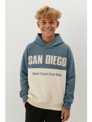 Perendi Erkek Çocuk Kapüşonlu Baskı Detaylı Parçalı Sweatshirt