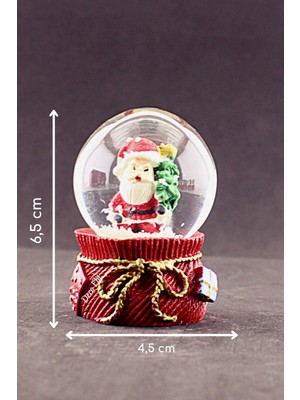 MiraLive Yılbaşı 2023 Noel Baba ve Çam Ağacı Mini Boy Kar Küresi 6,5 cm