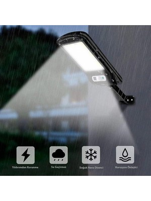 MiraLive Solar LED Bahçe Sokak Lambası Hareket Sensörlü Kumandalı 3 Modlu Güneş Enerjili