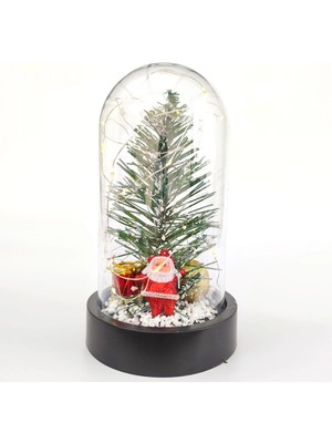 MiraLive Yılbaşı 2023 Noel Baba ve Çam Ağacı LED Işıklı Fanus Yeni Yıl Hediyesi