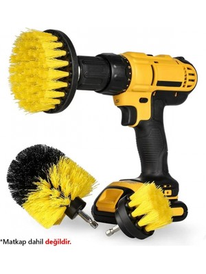 MiraLive 3 Lü Temizlik Fırça Seti Matkap Ucuna Takılan Zorlu Kir Temizleyici 3 Parça Temizleme Fırçası