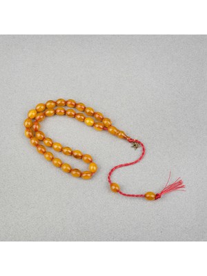 Lapisdo Omari Sıkma Kehribar Beyzi Kesim Oturtma Imameli Sistemli 9X11.5MM Tesbih