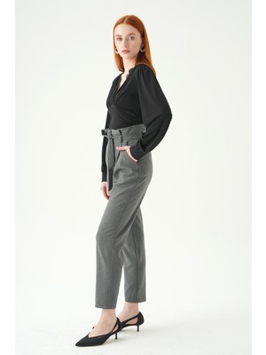 Rays Antrasit Çift Düğmeli Kuşaklı Pantolon 8407A