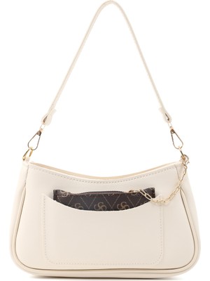 SHAKA Krem SHK307 Suni Deri, 2 Bölmeli, Cep ve Kartlık Detaylı, El ve Omuz Çantası