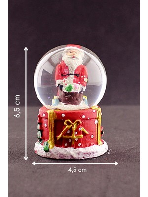 MiraLive Merry Christmas Hediye Torbalı Noel Baba Temalı  Mini Boy Işıklı Kar Küresi 6,5 cm 1