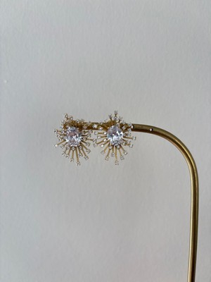 Marsel Özel Seri Kristal Oval Taşlı Saçak Xp Gold Küpe