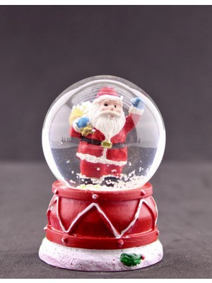 MiraLive Noel Baba Hediye Torbası Mini Boy Işıklı Yılbaşı Kar Küresi 6.5 cm 5A