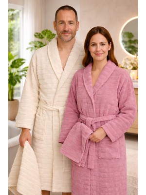 Favora Cottowels Battal Boy 6 Parça %100 Pamuk Aile Bornoz Seti - Gül Ku