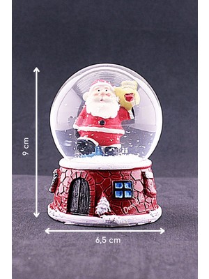 MiraLive Yılbaşı Yeni Yıl Noel Baba Temalı Orta Boy Işıklı Kar Küresi 9 cm A