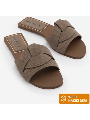Marjin Kadın Bantlı Günlük Terlik Siyso Vizon Süet