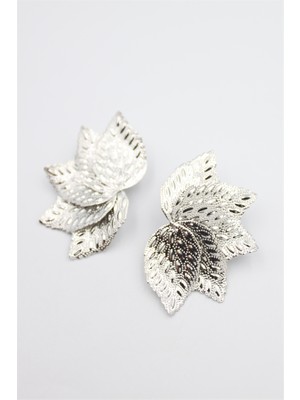 Royaleks Metal Yaprak Küpe - Gümüş