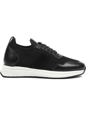 Celal Gültekin Erkek Siyah Bağcıklı Deri Sneaker
