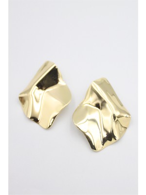 Royaleks Metal Plaka Küpe - Altın