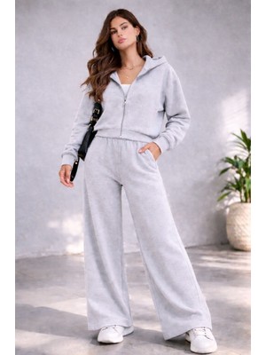CGA Kadın Spor Takım Kadın Kapşonlu Fermuarlı Takım Kapşonlu Fermuarlı Palazzo Eşofmanlı Selanik Takım