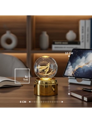 İki Yedi Konsept Mobius Dönen Cam Küre Rüyada Dans Eden Peri LED Gece Lambası, Işıklı Dekoratif Masaüstü Küre 12 cm