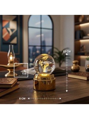 İki Yedi Konsept Mobius Dönen Cam Küre Eller Kristal Serenat LED Gece Lambası, Işıklı Dekoratif Masaüstü Küre 12 cm