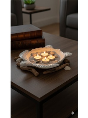 Dekolux El Yapımı Deniz Kaplumbağası Dekoratif Tepsi – Taş Tozu