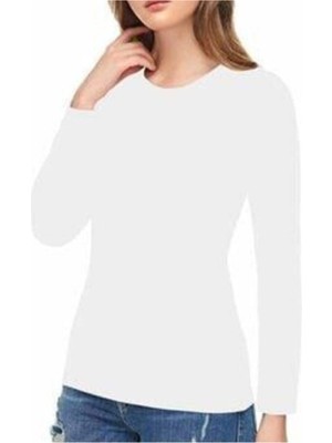 Elit ELT2203 Elastan Uzun Kol 3 Adet-Beyaz-L