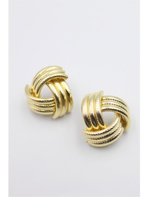 Royaleks Metal Örgü Küpe - Altın