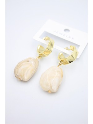 Royaleks Akrilik Taşlı Küpe - Krem