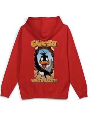 Overoz Daffy Duck Sırt Baskılı Kapüşonlu Yarı Oversize Unisex Sweatshirt Hoodie 1393