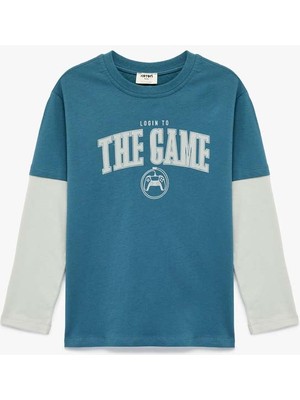 Koton Baskılı Mavi Erkek Çocuk T-Shirt 6SKB10237TK