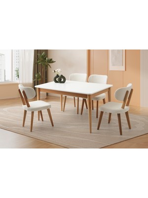 Levent Mobilya ve Aksesuar Finike Açılır Masa, Beyaz Natural, 140X90
