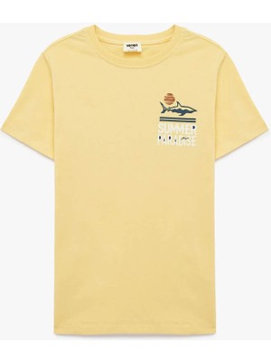 Koton Baskılı Turuncu Erkek Çocuk T-Shirt 6SKB10130TK